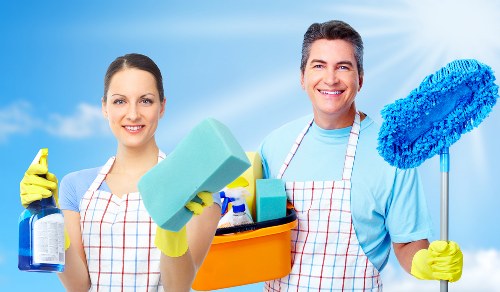 Local carpet cleaning expert preparing a room for treatment